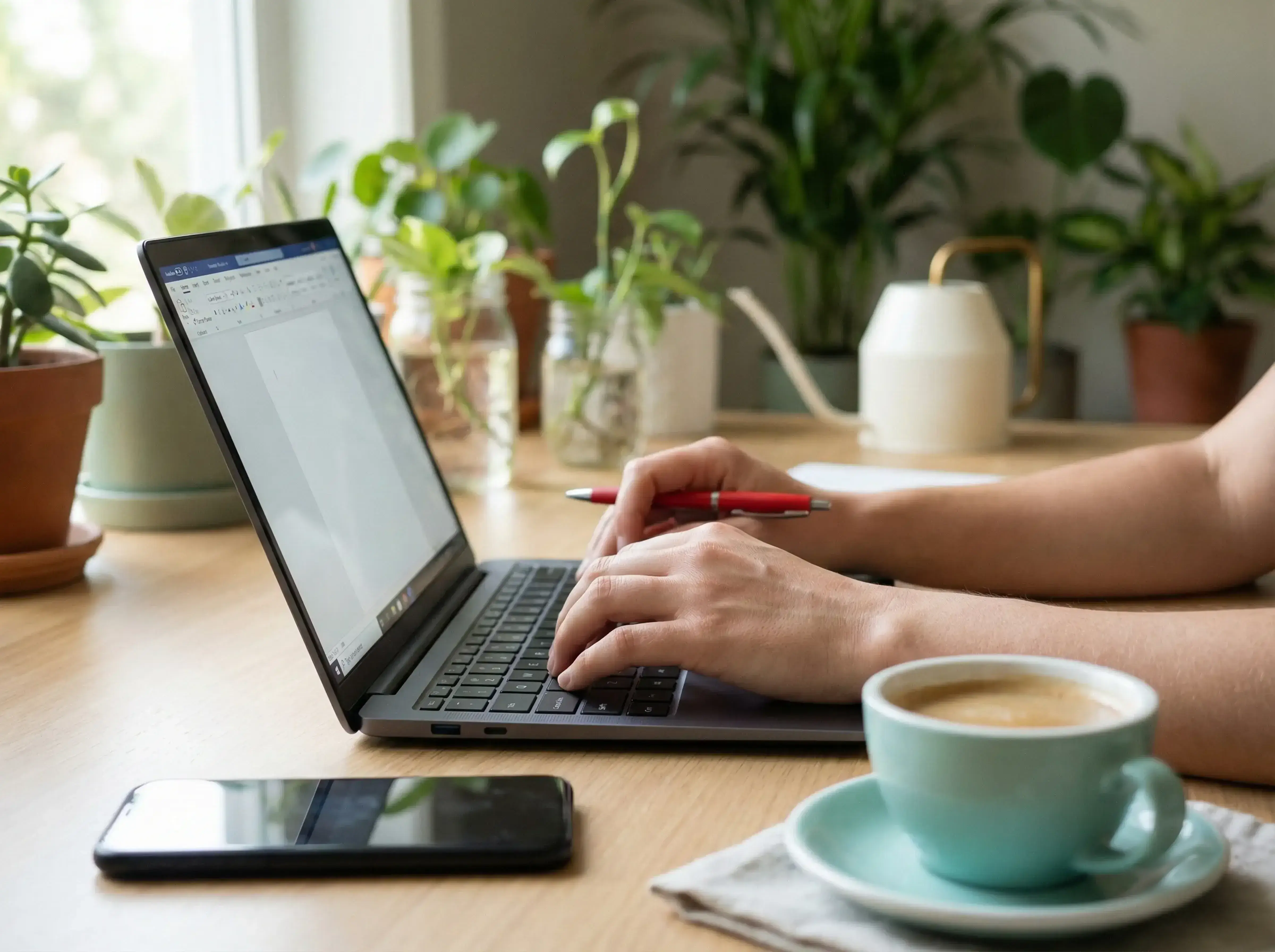 Pessoa usando um notebook para trabalhar com edição de documentos de texto