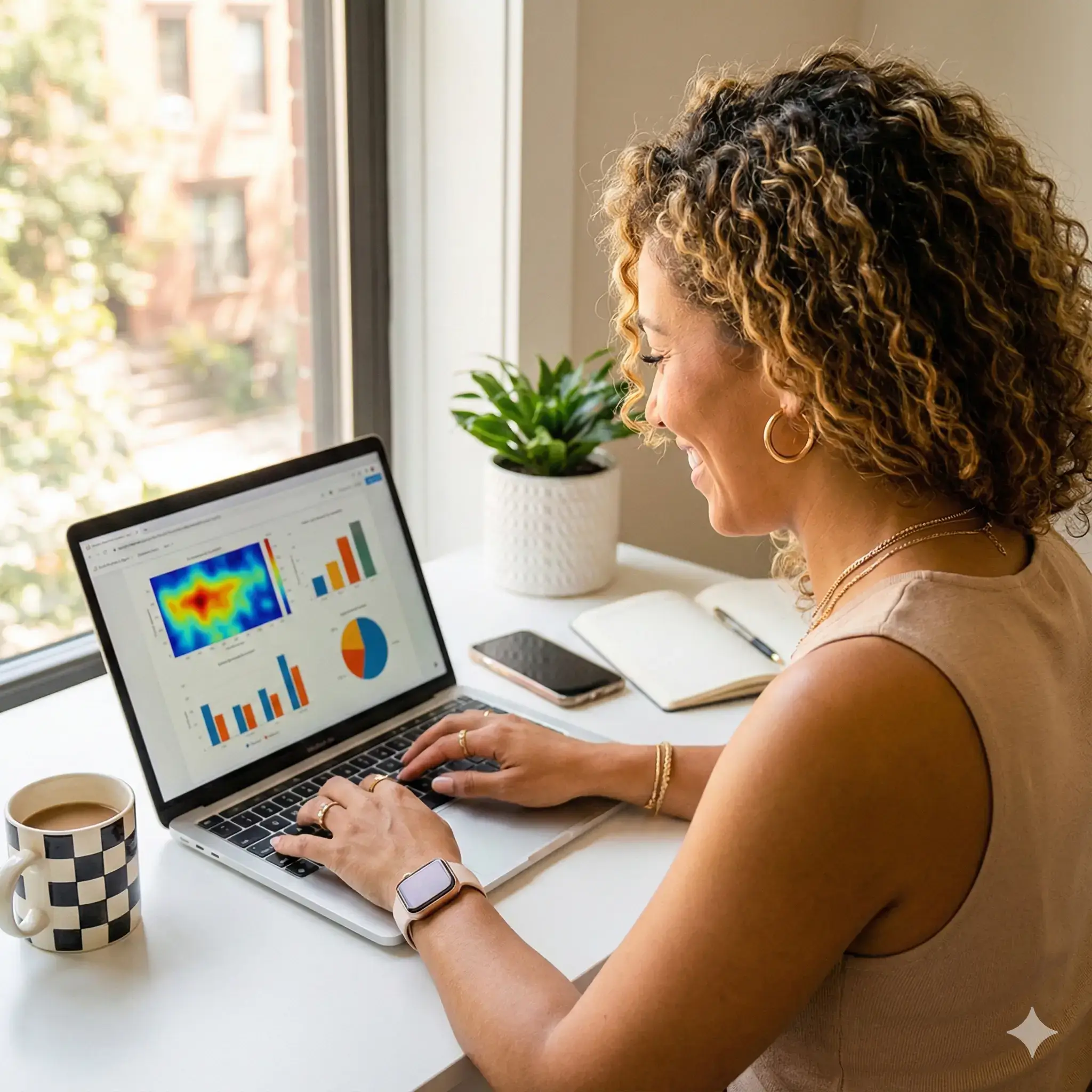 Imagem de uma pessoa analisando um relatório de vendas olhando para um notebook